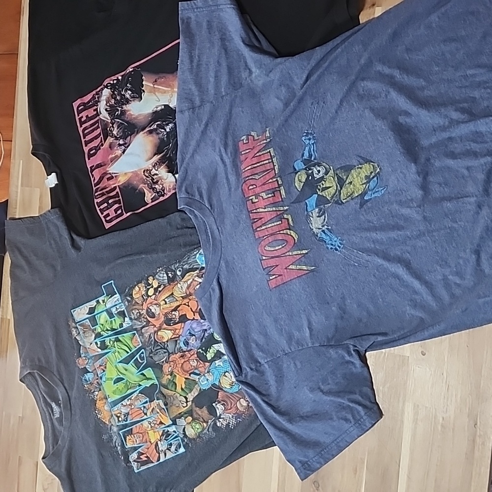 3 Marvel comic shirts